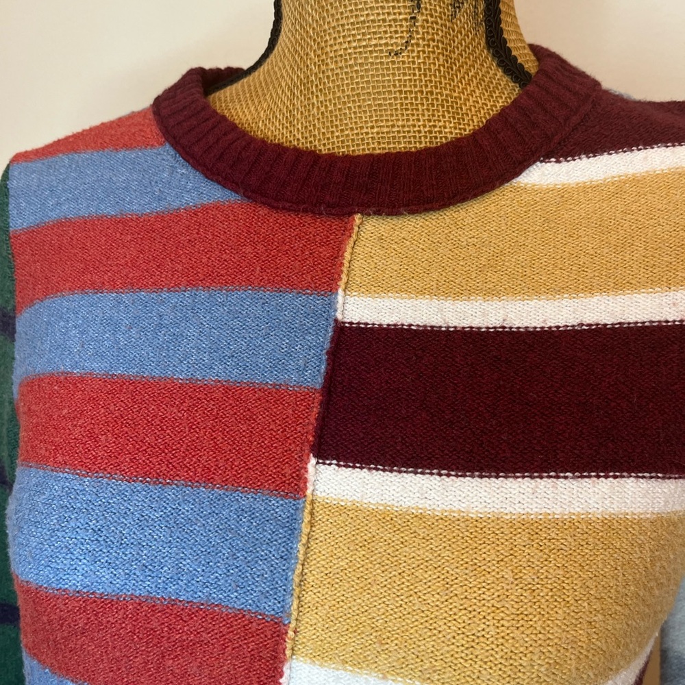 American Eagle Patchwork Crew Neck Sweater Stripe… - image 5